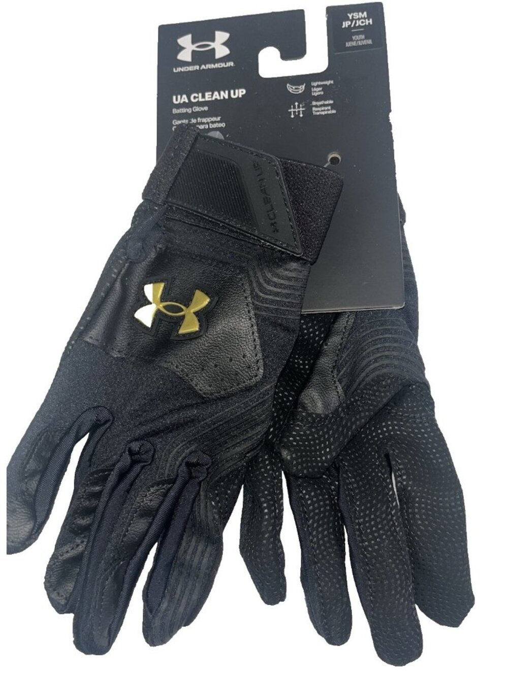 NEW Batting Gloves Under Armour Youth Size Small Black Gold NWT Ball Baseball
